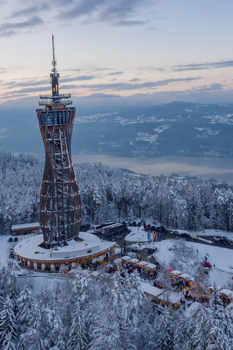 Pyramidenkogel von oben im Winter  | © Gert Steinthaler / Wörthersee Tourismus GmbH
