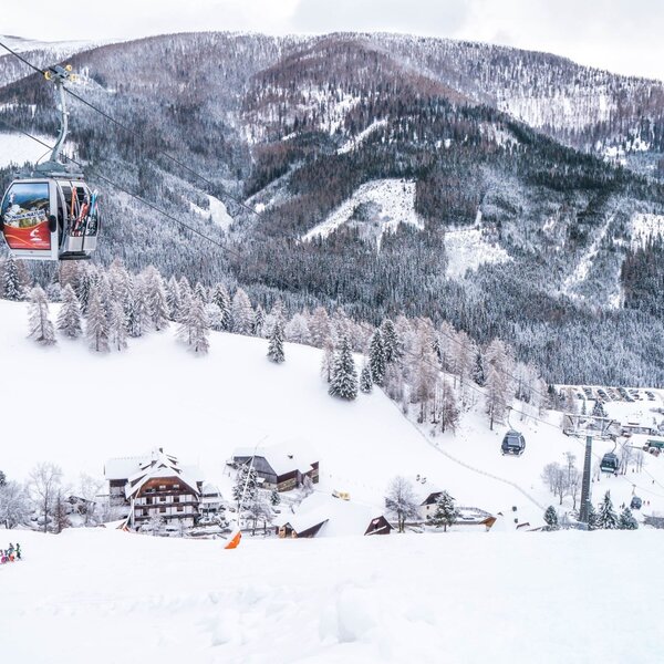 The snowy mountain environment with ski slopes, gondolas, and ski lifts, available for guests staying at the Farm House. The snowy mountain environment with ski slopes, gondolas, and ski lifts, available for guests staying at the Farm House.