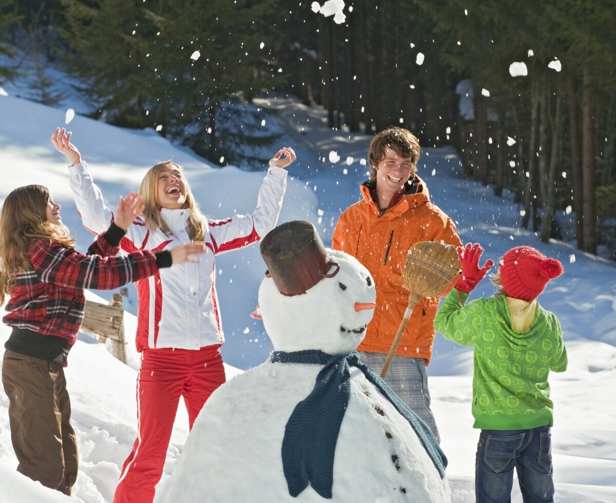 Fun building a snowman