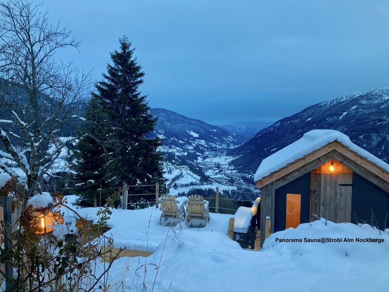 Panorama Sauna@Strobl Alm Nockberge  - and then a jump into the snow—yay!