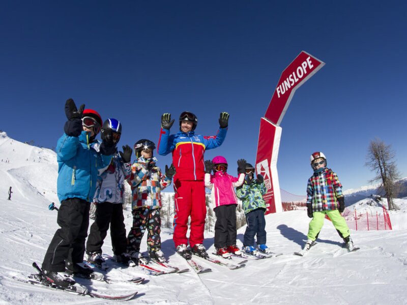 The funslope ski area for children and families, accessible from the Farm House.