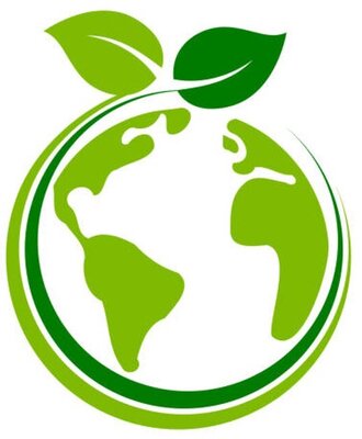 A green eco-symbol highlighting the farmhouse's commitment to sustainability.