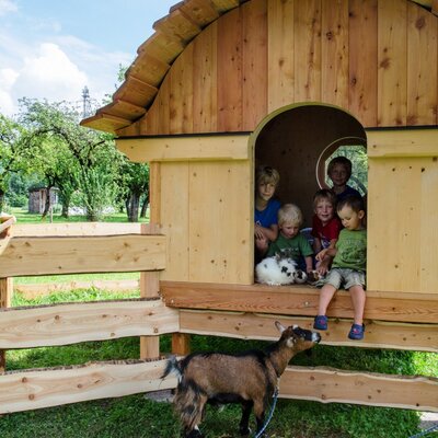 Rustic playhouse with sleeping possibility