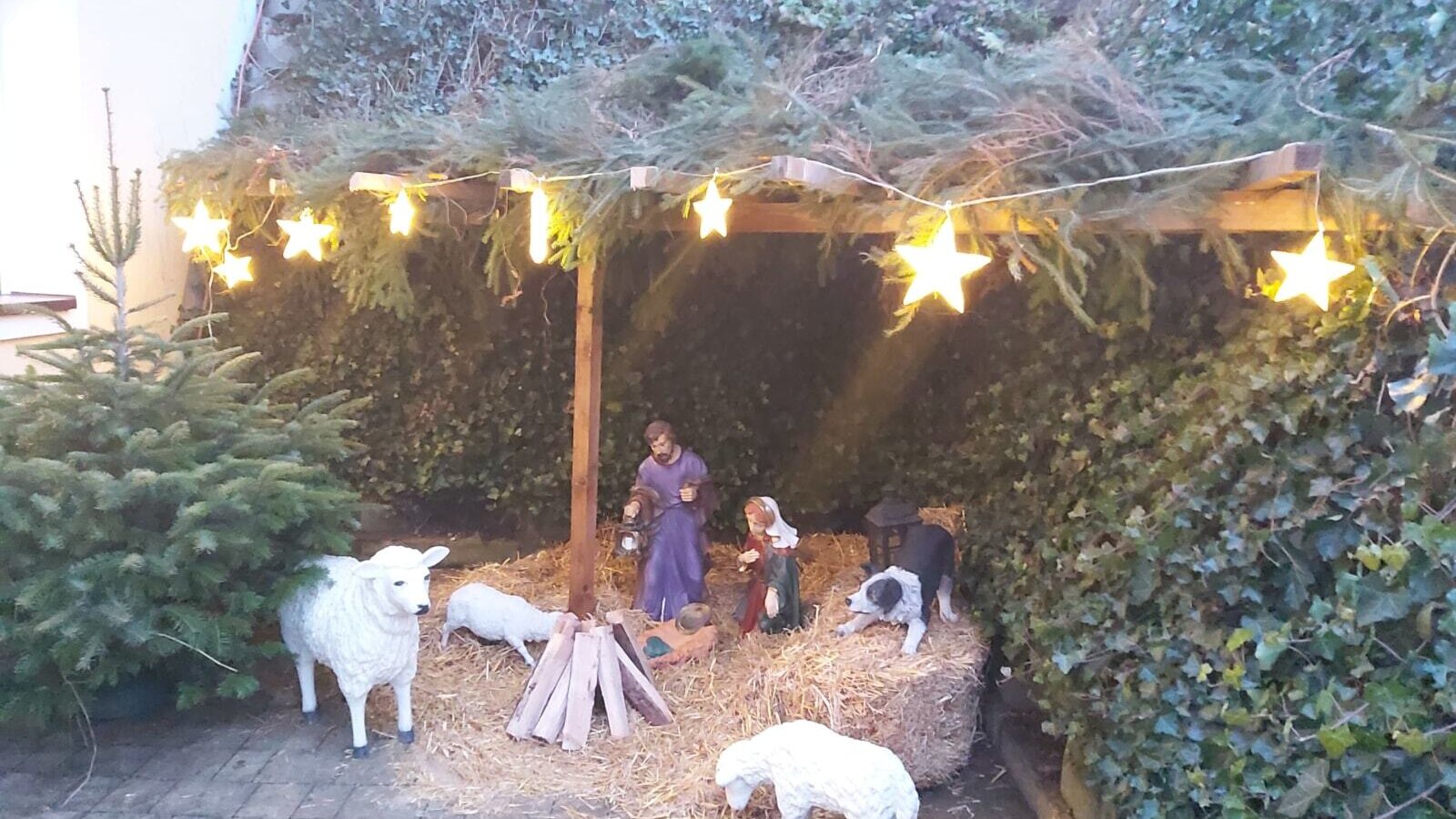 Winter Nativity scene