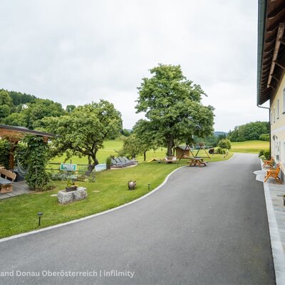 The exterior of the farmhouse