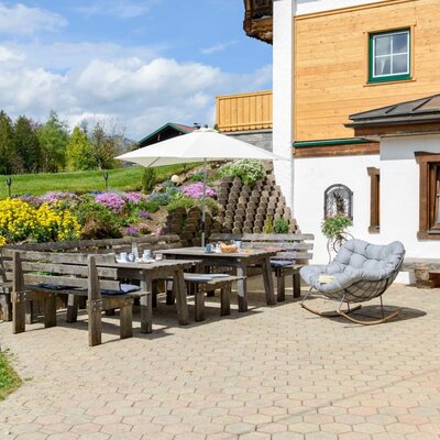 Seating area in front of the house