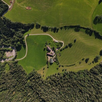 Bird's-eye view of our farm.