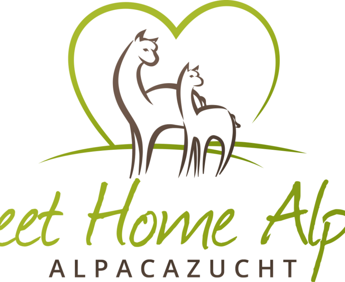 The logo of the Bed and Breakfast features two alpacas within a heart and the text "Sweet Home Alpacas ALPACAZUCHT".