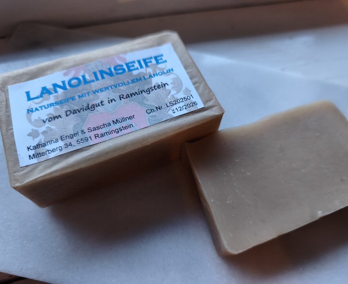 Farm-produced lanolin soap with wool from Scottish Blackface