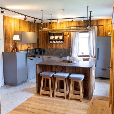Kitchen with kitchen island