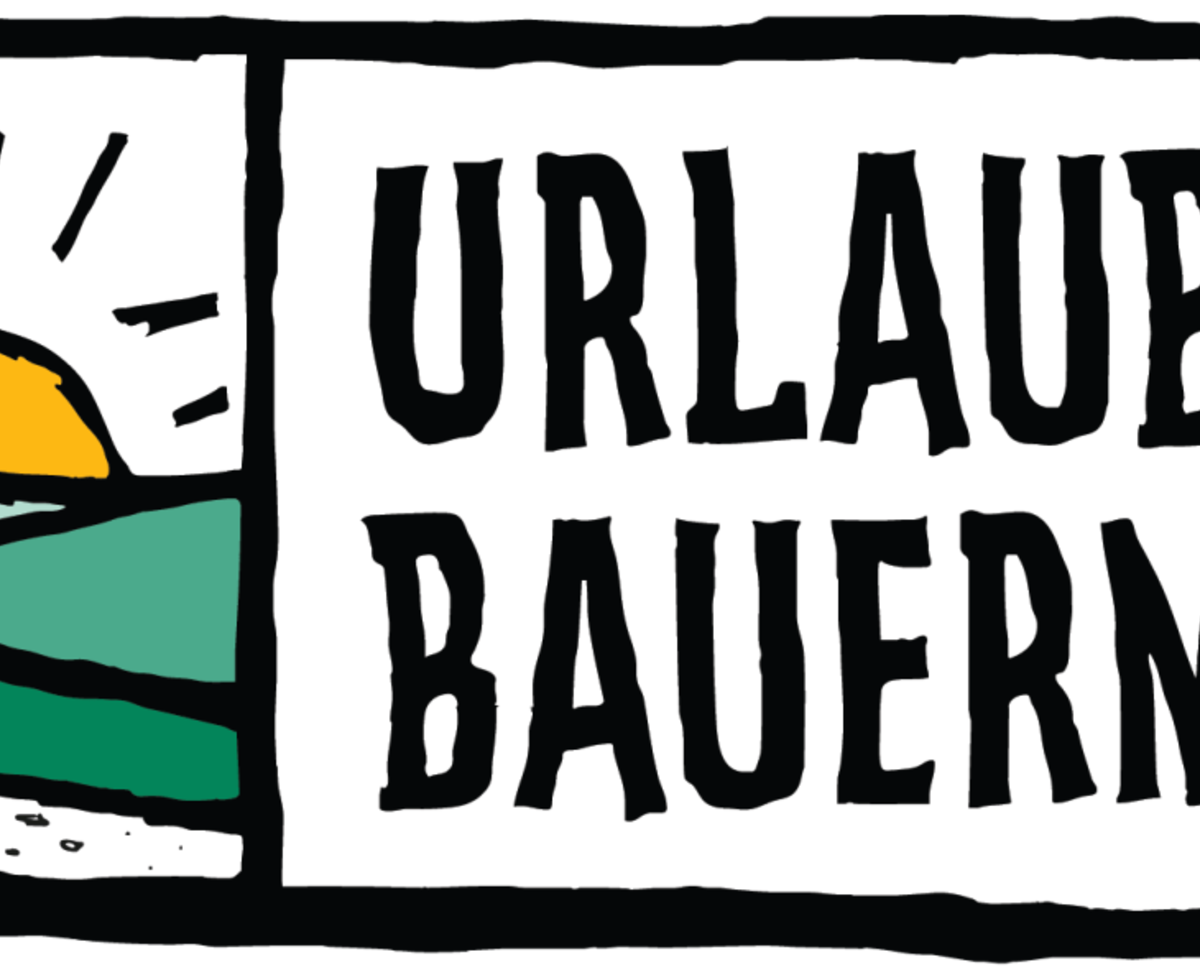 Logo of the Bed and Breakfast, featuring a stylized farmhouse, a path, and the text 'Urlaub am Bauernhof'.