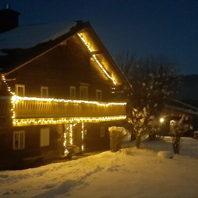 Christmas lighting on the hut