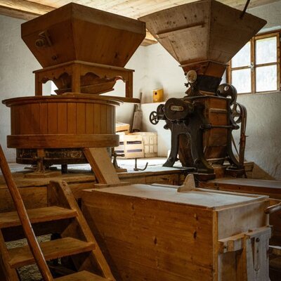 The historical mill of the organic farm, where homemade organic black bread is produced.