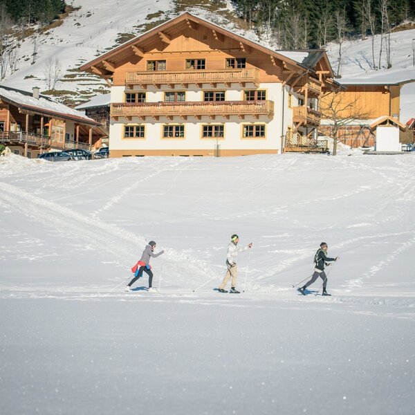 Cross-country ski trail infront of Schwabhof Cross-country ski trail infront of Schwabhof
