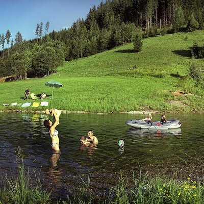 A refreshing dip in our natural swimming pond