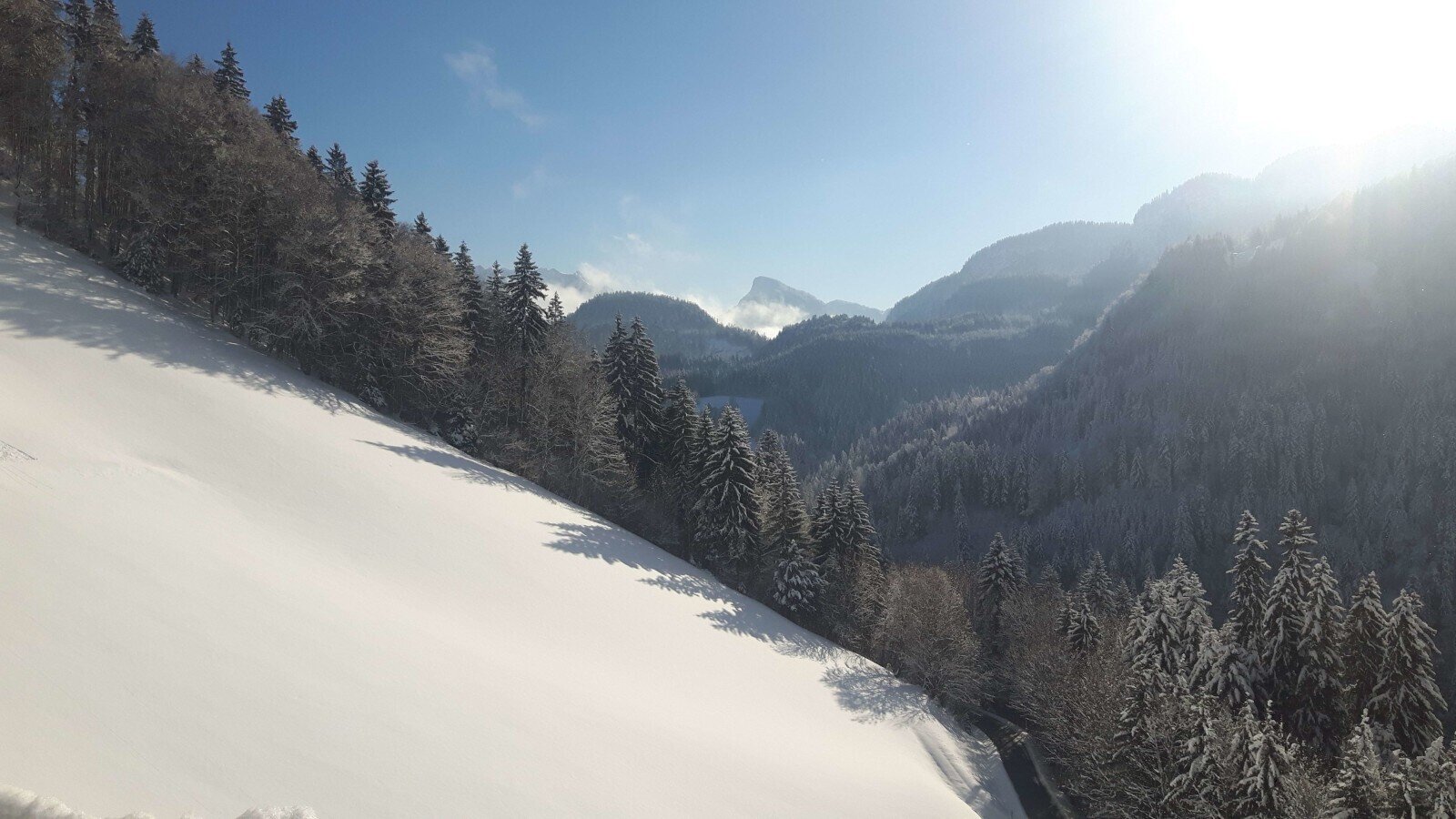 Enjoy breathtaking winter views of the snowy mountains and valleys from our quiet farm, perfect for your winter getaway.