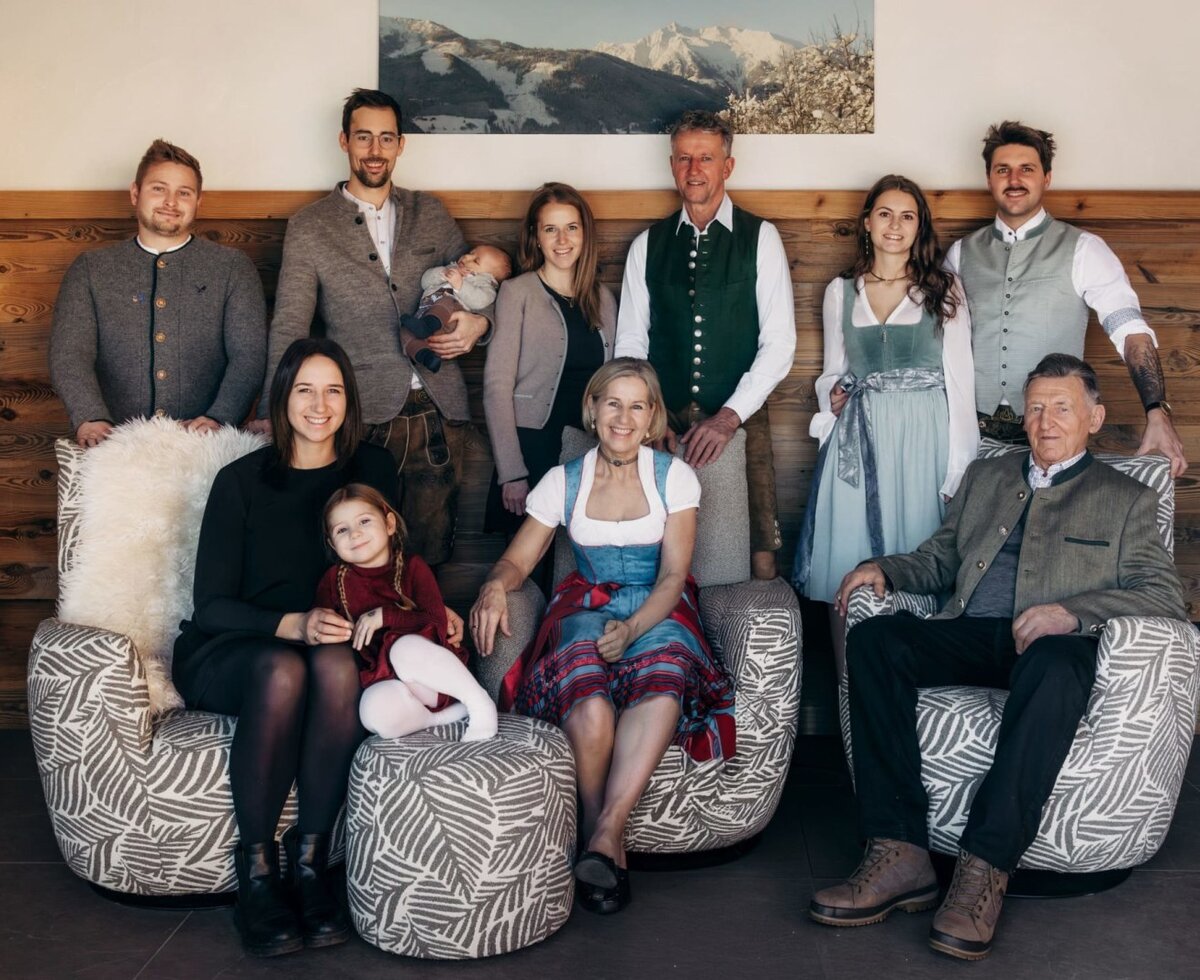 The host family of the farmhouse, warmly welcoming you.