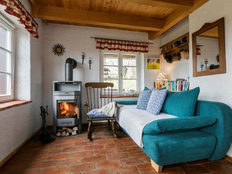 Veranda mit Kaminfeuer Romantikstöckl Altes Gehöft am Lormanberg Steiermark