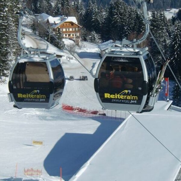 Reiteralm ski gondolas providing access to winter sports near the Farm House.