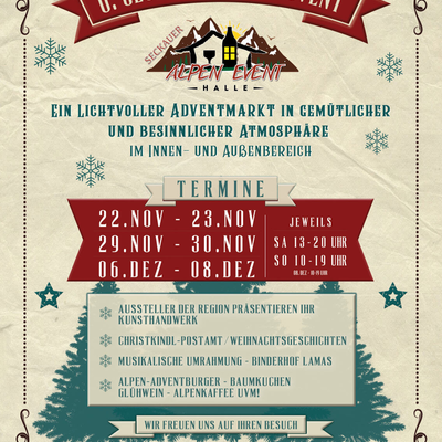The 6th Seckau Alpine Advent, an Advent market with regional crafts, food and music.