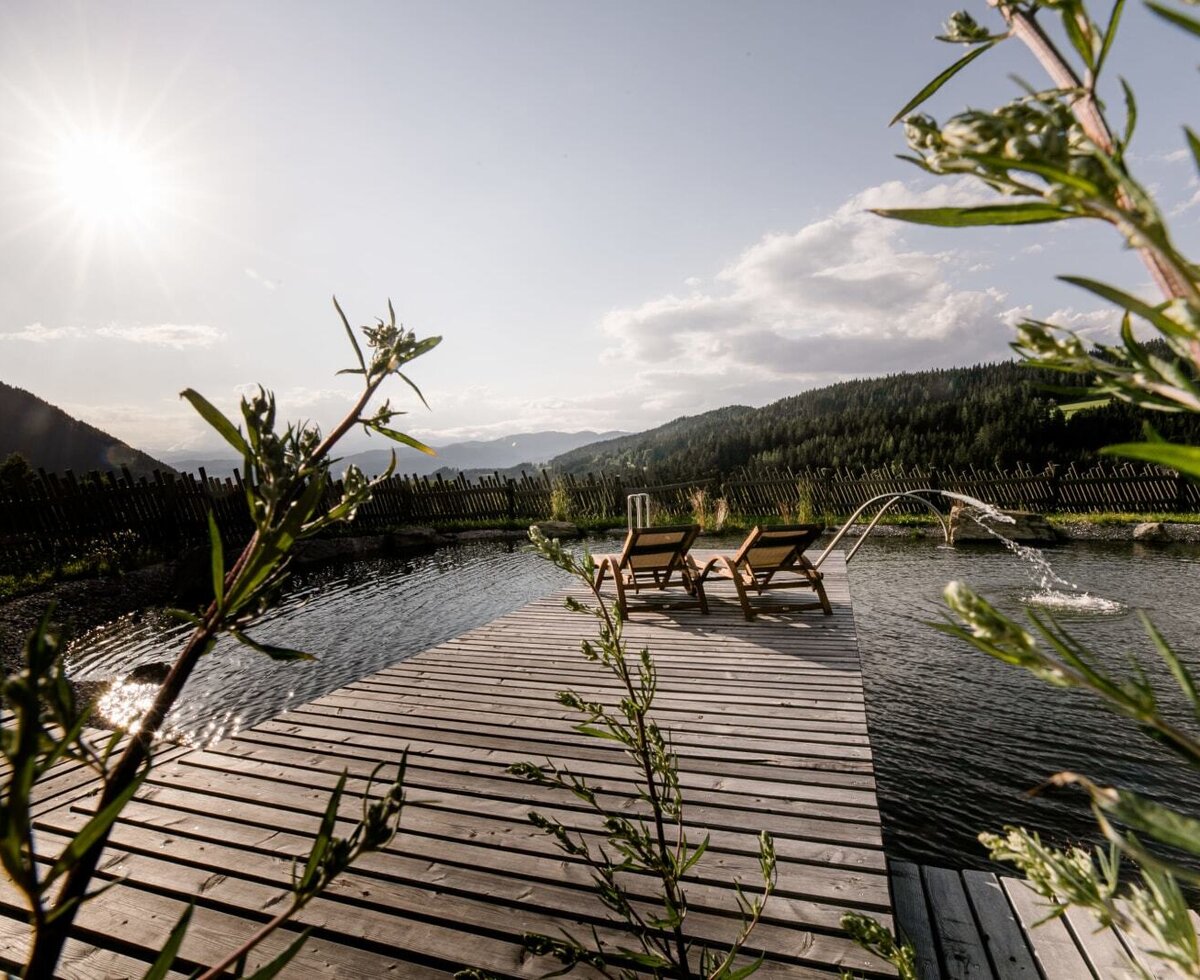 Pond system in front of the chalet
