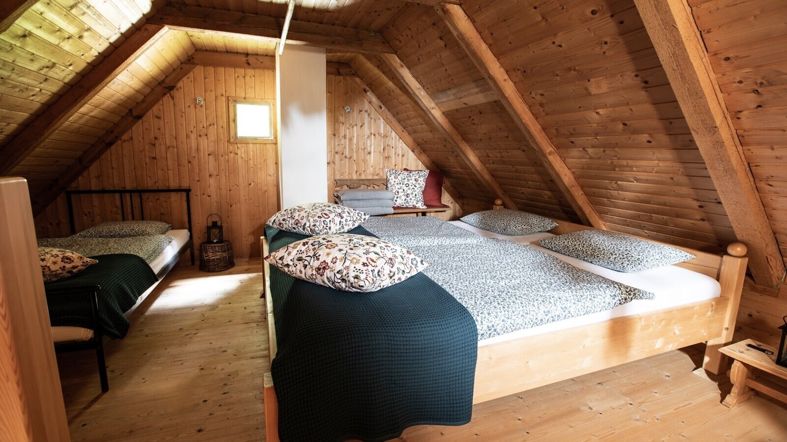The cozy room in the attic of the cabin