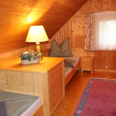 Room with two single beds