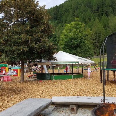Playground with trampolines, sandpit and much more