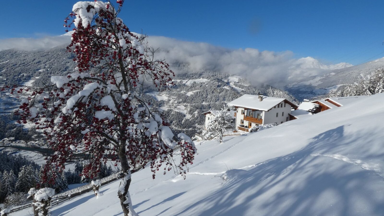 Biohof Inntalblick, nestled in winter white