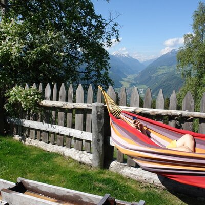 chilling in the hammock at Biohof Inntalblick