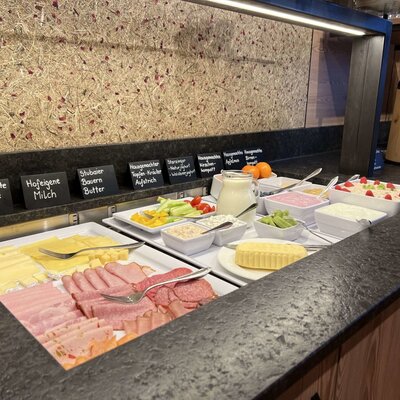 Sausage, fruit, vegetables and dairy products