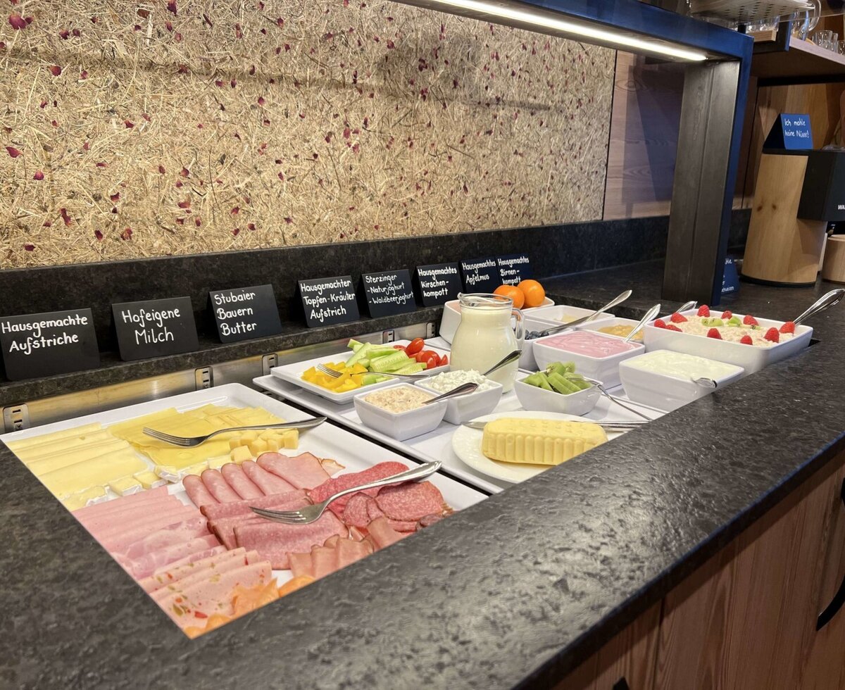 Sausage, fruit, vegetables and dairy products