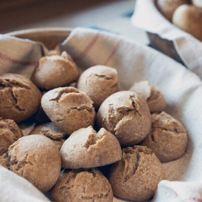 Rich breakfast buffet with homemade spelt rolls from Ladestatthof