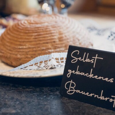 Rich breakfast buffet with homemade farmhouse bread from Ladestatthof