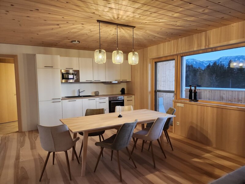 Fully equipped kitchen with mountain panorama