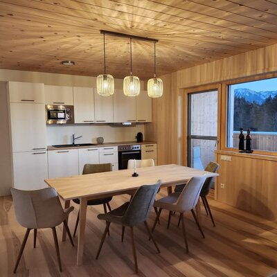 Fully equipped kitchen with mountain panorama