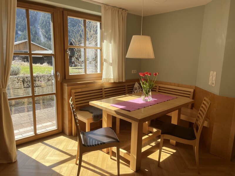 Dining area at the Jäger family's holiday flat in Braz/Vorarlberg
