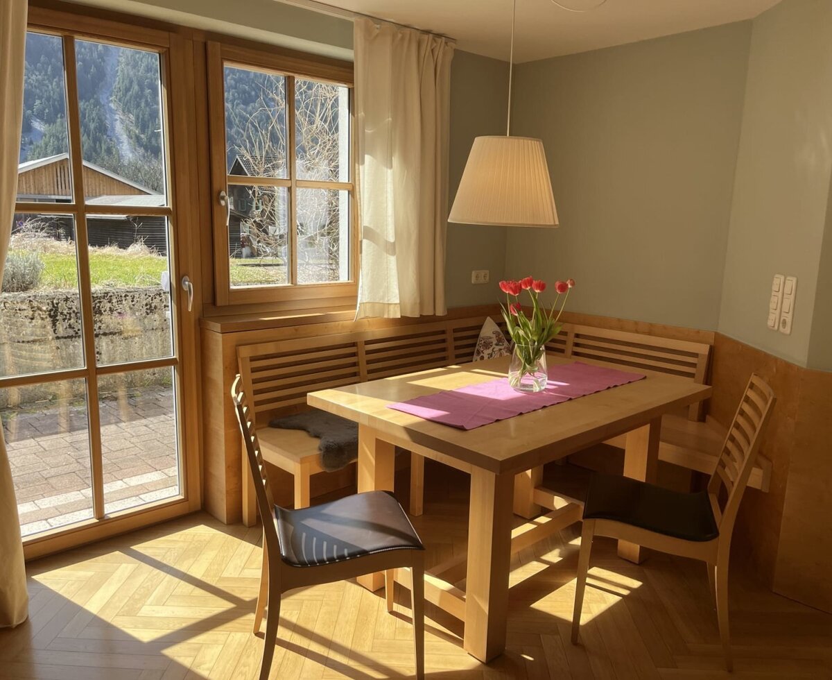Dining area at the Jäger family's holiday flat in Braz/Vorarlberg